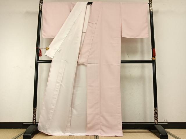 平和屋着物▽江戸小紋 単衣 万筋 ピンク色×白色 洗える着物 未使用 AABB2429fy