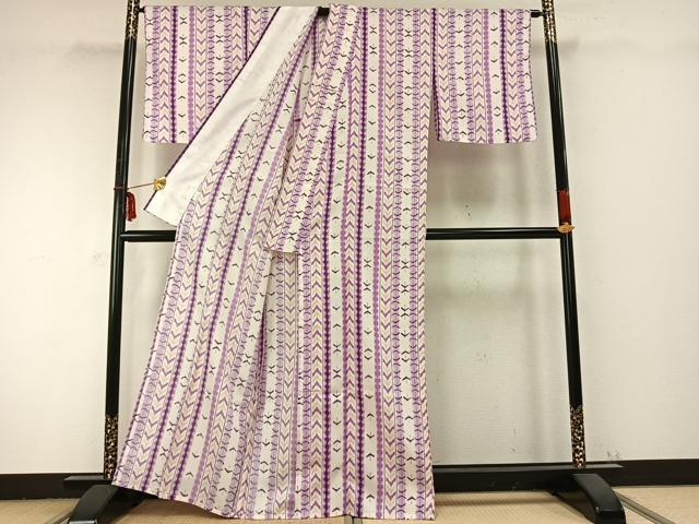 平和屋着物▽小紋 単衣 間道 洗える着物 AABB2430fy