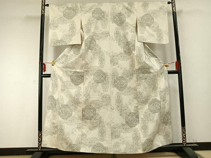 平和屋着物▽上質な紬 単衣 亀甲花文 正絹 逸品 未使用 AABB2433fy