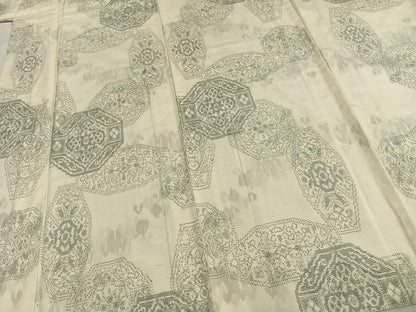 平和屋着物▽上質な紬 単衣 亀甲花文 正絹 逸品 未使用 AABB2433fy