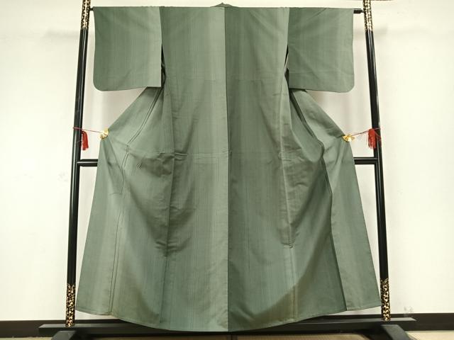 平和屋着物▽上質な紬 単衣 縞 正絹 逸品 AABB2435fy