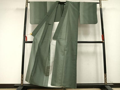 平和屋着物▽上質な紬 単衣 縞 正絹 逸品 AABB2435fy