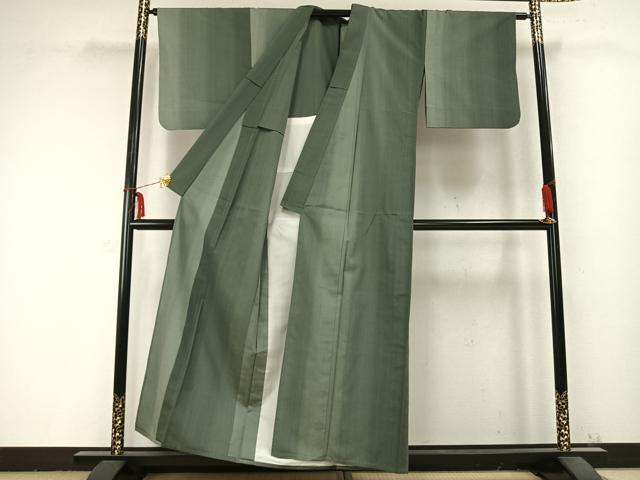 平和屋着物▽上質な紬 単衣 縞 正絹 逸品 AABB2435fy