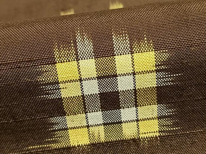 平和屋着物▽上質な紬　単衣　幾何学文様　正絹　逸品　AABB2437fy