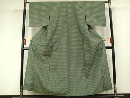平和屋着物▽本場大島紬 単衣 幾何学花文 正絹 逸品 AABB2438fy