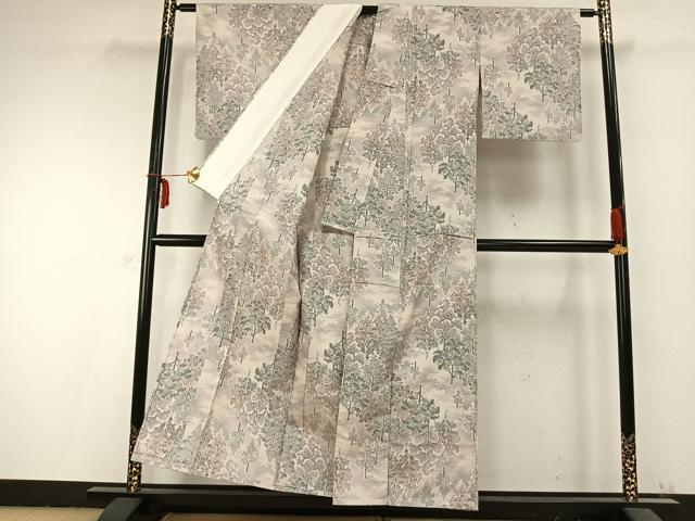 平和屋着物▽本場大島紬 単衣 樹林文 正絹 逸品 AABB2440fy