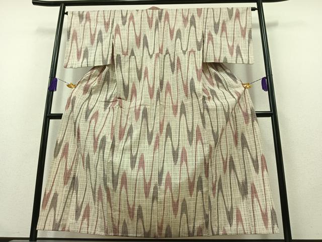 平和屋着物▽上質な紬 単衣 壺垂れ文様 正絹 逸品 AABB2441jh