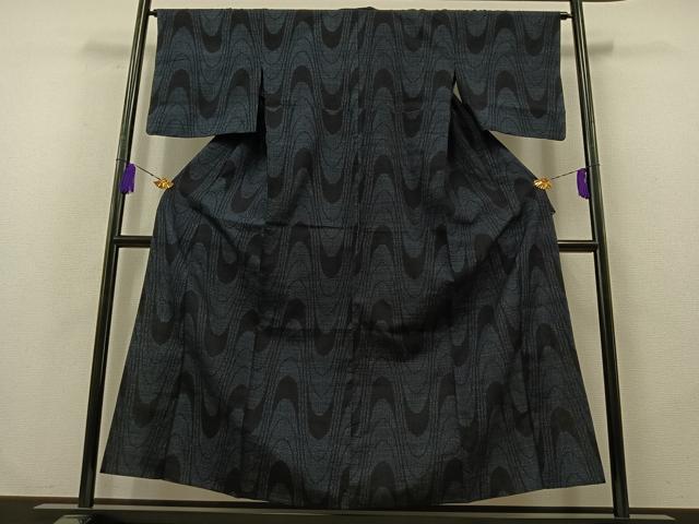 平和屋着物▽結城紬 単衣 80亀甲 壺垂れ文様 正絹 逸品 AABB2442jh