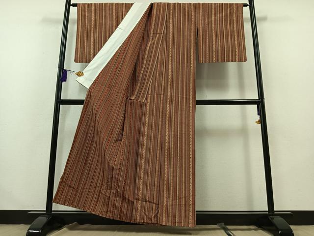 平和屋着物▽上質な紬 単衣 花間道 正絹 逸品 AABB2443jh