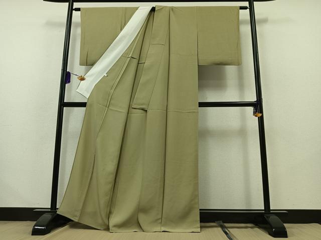 平和屋着物▽上質な小紋 単衣 縞 正絹 逸品 AABB2444jh