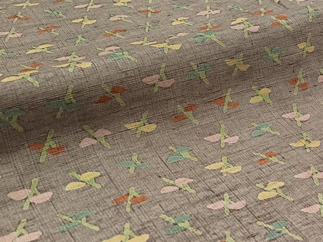 平和屋着物▽上質な紬 単衣 枝葉文 正絹 逸品 AABB2446jh