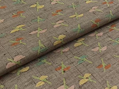 平和屋着物▽上質な紬 単衣 枝葉文 正絹 逸品 AABB2446jh