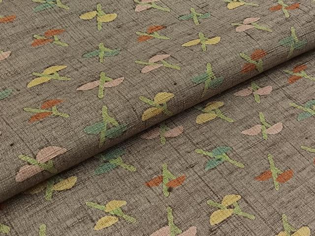 平和屋着物▽上質な紬 単衣 枝葉文 正絹 逸品 AABB2446jh