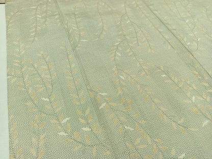 平和屋着物▽上質な紬 単衣 枝葉文 正絹 逸品 AABB2447jh