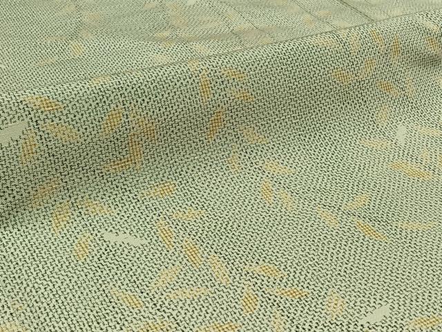 平和屋着物▽上質な紬 単衣 枝葉文 正絹 逸品 AABB2447jh