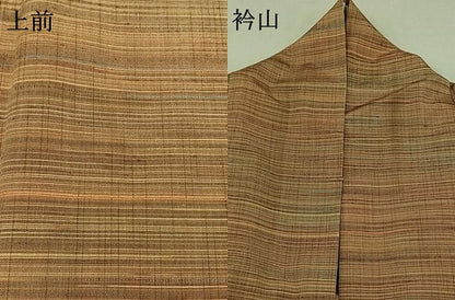 平和屋着物▽上質な紬 単衣 横段文 正絹 逸品 AABB2448jh