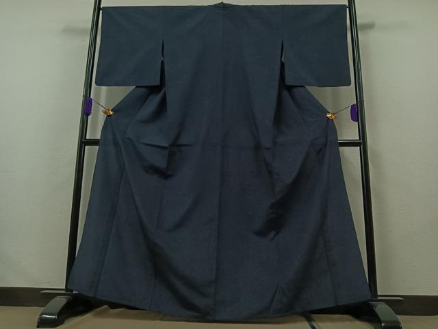 平和屋着物▽本塩沢 単衣 110亀甲 草花文 正絹 逸品 AABB2449jh