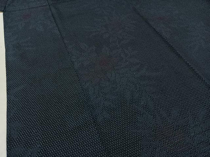 平和屋着物▽本塩沢 単衣 110亀甲 草花文 正絹 逸品 AABB2449jh