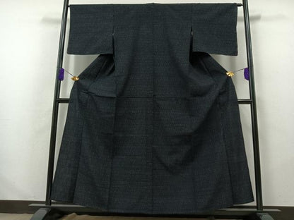 平和屋着物▽上質な紬　単衣　草花文　正絹　逸品　AABB2452jh