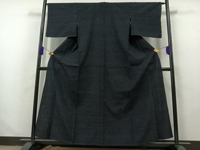 平和屋着物▽上質な紬　単衣　草花文　正絹　逸品　AABB2452jh