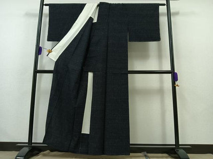 平和屋着物▽上質な紬　単衣　草花文　正絹　逸品　AABB2452jh