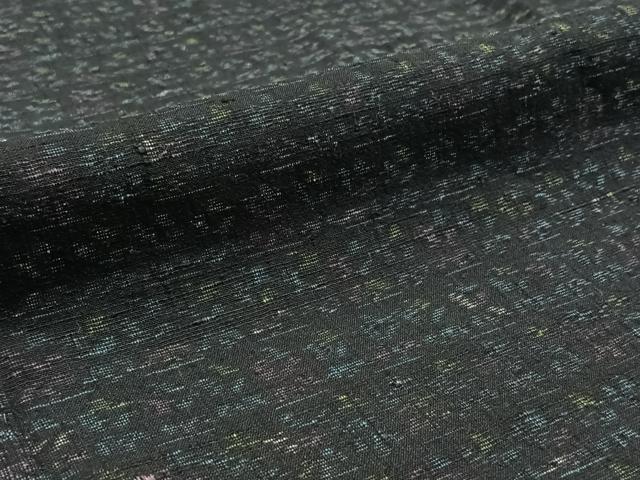 平和屋着物▽上質な紬　単衣　草花文　正絹　逸品　AABB2452jh