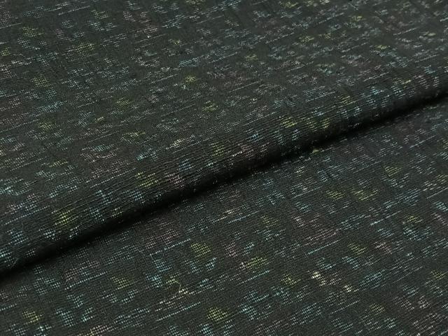 平和屋着物▽上質な紬　単衣　草花文　正絹　逸品　AABB2452jh