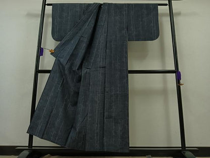 平和屋着物▽上質な紬　単衣　樹林文　正絹　逸品　AABB2456jh
