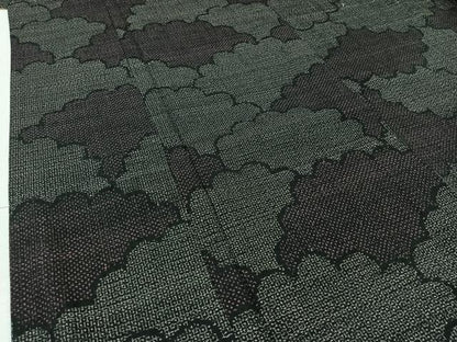 平和屋着物▽結城紬 単衣 80亀甲 雲取り文 正絹 逸品 AABB2457jh