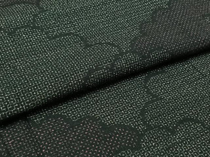 平和屋着物▽結城紬 単衣 80亀甲 雲取り文 正絹 逸品 AABB2457jh