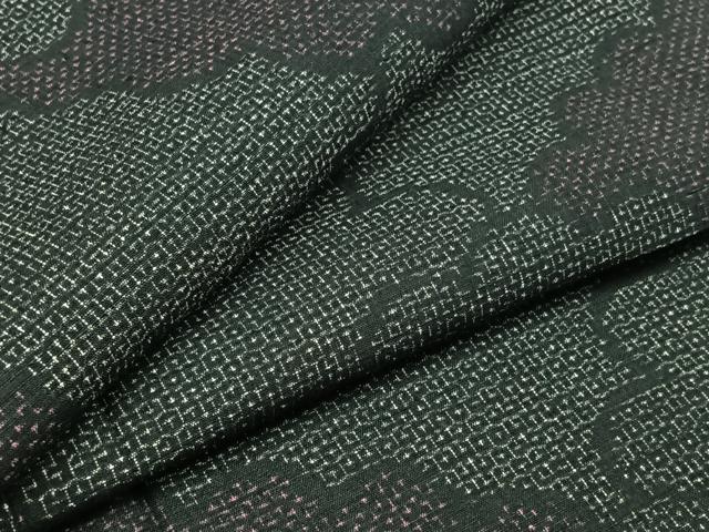平和屋着物▽結城紬 単衣 80亀甲 雲取り文 正絹 逸品 AABB2457jh