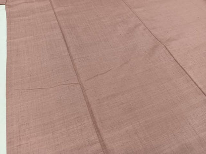 平和屋着物▽上質な紬 単衣 色無地 紅藤色 正絹 逸品 AABB2458jh