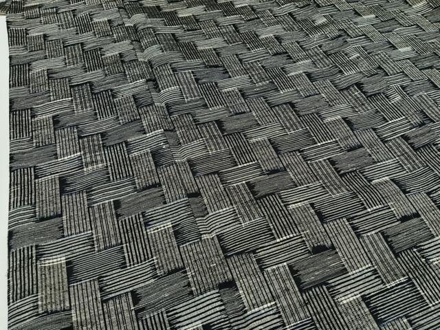 平和屋着物▽上質な紬 単衣 網代文様 正絹 逸品 AABB2459jh
