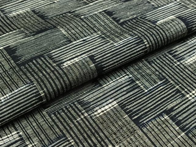 平和屋着物▽上質な紬 単衣 網代文様 正絹 逸品 AABB2459jh