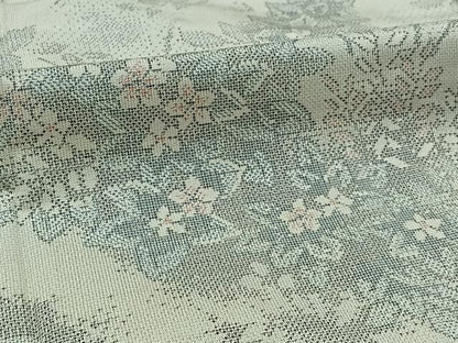 平和屋着物▽本場大島紬 白大島 単衣 9マルキ 草花文 正絹 逸品 未使用 AABB2460jh