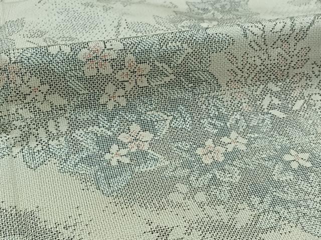平和屋着物▽本場大島紬 白大島 単衣 9マルキ 草花文 正絹 逸品 未使用 AABB2460jh