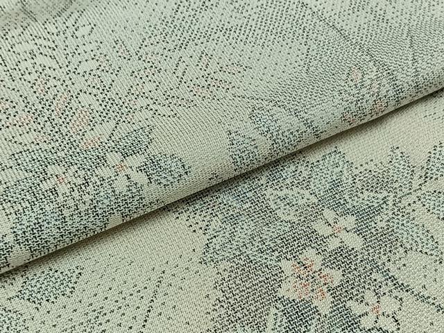 平和屋着物▽本場大島紬 白大島 単衣 9マルキ 草花文 正絹 逸品 未使用 AABB2460jh