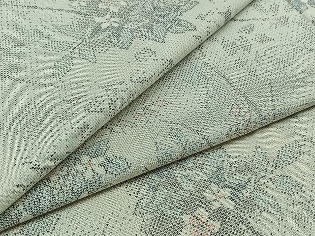 平和屋着物▽本場大島紬 白大島 単衣 9マルキ 草花文 正絹 逸品 未使用 AABB2460jh
