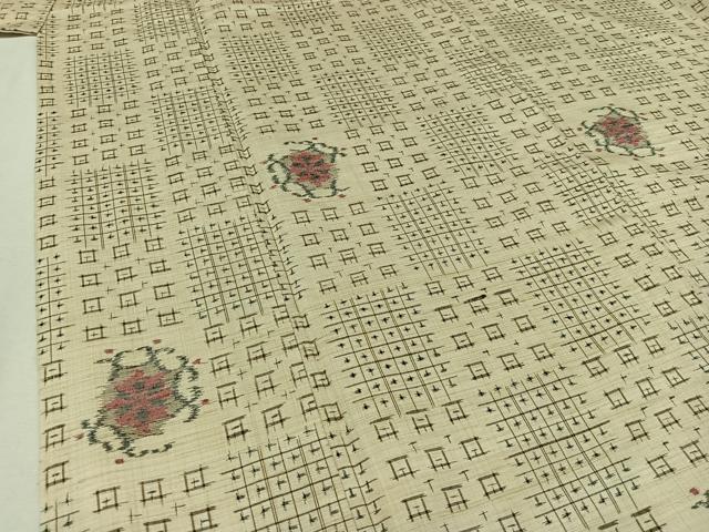 平和屋着物▽上質な紬 単衣 舞花文 正絹 逸品 AABB2461jh