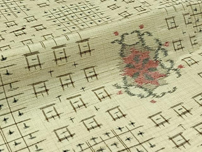 平和屋着物▽上質な紬 単衣 舞花文 正絹 逸品 AABB2461jh
