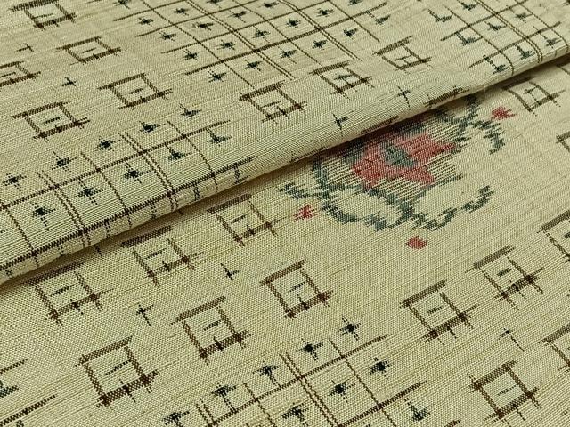 平和屋着物▽上質な紬 単衣 舞花文 正絹 逸品 AABB2461jh