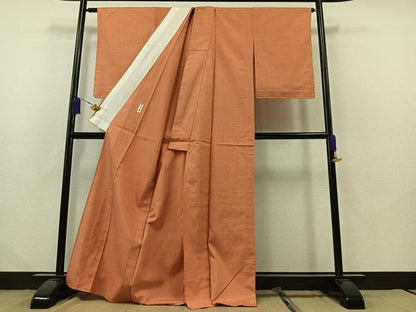 平和屋着物▽上質な紬 単衣 色無地 東雲色 誉志多工芸 正絹 逸品 AABB2462jh