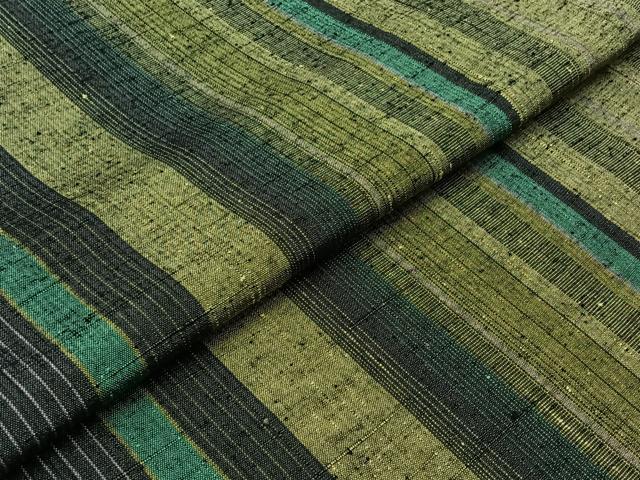 平和屋着物▽上質な紬 単衣 縞 正絹 逸品 AABB2465jh