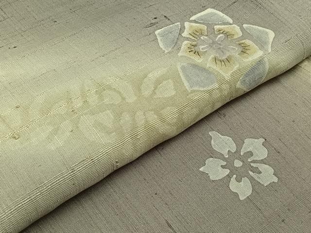 平和屋着物▽訪問着 単衣 生紬 舞花文 正絹 逸品 AABB2466jh