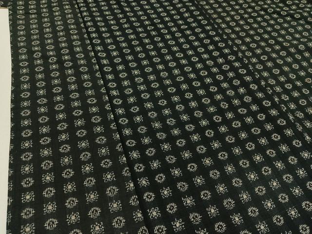 平和屋着物▽お召 単衣 吉祥文 黒地 正絹 逸品 AABB2467jh