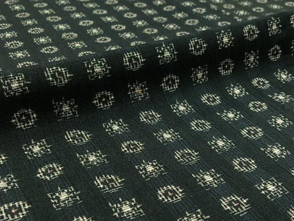 平和屋着物▽お召 単衣 吉祥文 黒地 正絹 逸品 AABB2467jh