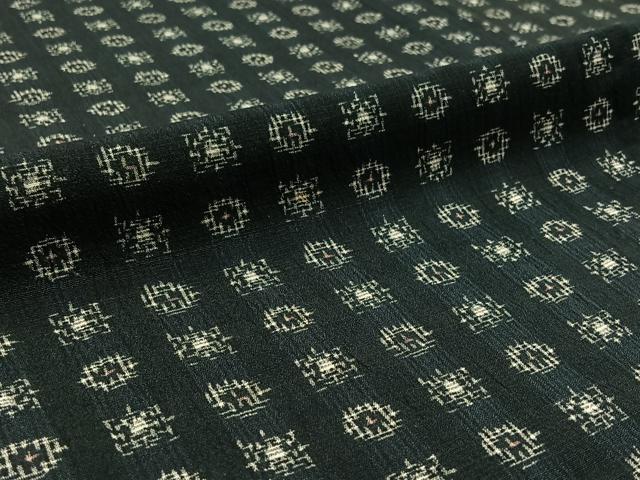 平和屋着物▽お召 単衣 吉祥文 黒地 正絹 逸品 AABB2467jh