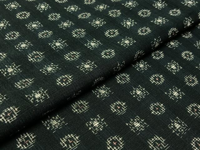 平和屋着物▽お召 単衣 吉祥文 黒地 正絹 逸品 AABB2467jh