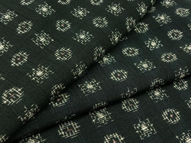 平和屋着物▽お召 単衣 吉祥文 黒地 正絹 逸品 AABB2467jh