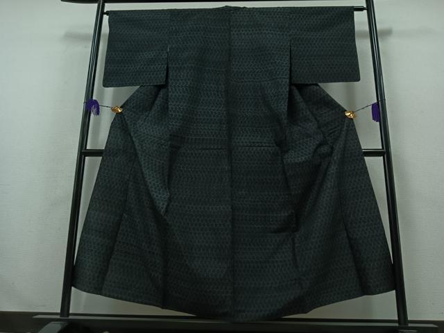 平和屋着物▽上質な紬 単衣 亀甲文 正絹 逸品 AABB2469jh